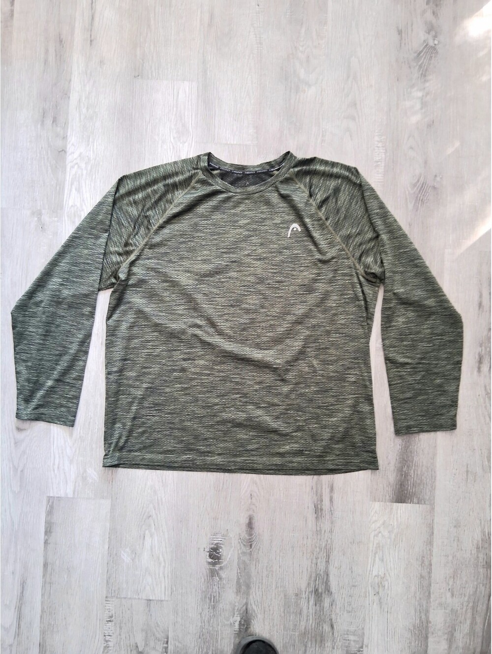 HEAD Performance Men's XXL Olive Green Long Sleeve Athletic Mesh Spandex Shirt